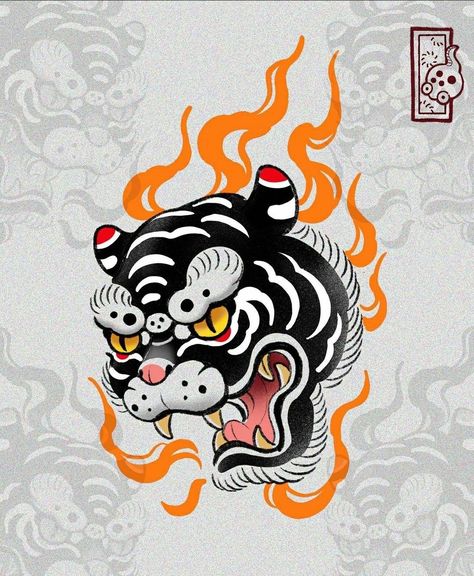 Traditional Japanese Tattoo Flash, Tiger Head Tattoo, Japanese Tiger, Japan Tattoo Design, Japanese Drawings, Irezumi Tattoos, Traditional Japanese Tattoos, Spooky Tattoos, Sketch Tattoo Design