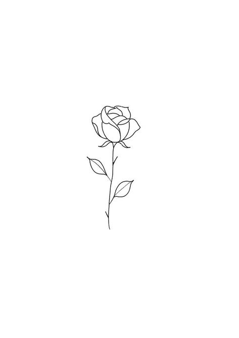 Rose Minimalist Drawing, Small Rose Outline Tattoo, Rose Small Tattoo Design, Minimalist Rose Drawing, Simple Rose Drawing Outline, Line Tattoo Rose, Outline Rose Tattoo, Small Rose Outline, Red Outline Tattoo