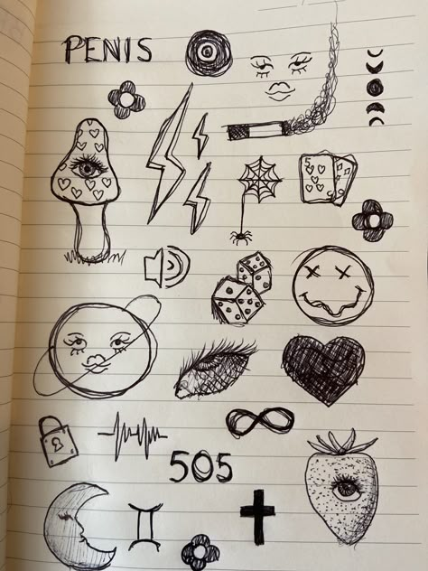 Drawing On Hand Doodles Pens, Doodles To Draw On Your Hand, Cool Easy Drawings, Notebook Doodles, Hand Doodles, Arte Grunge, Cute Easy Doodles, Cool Doodles, Doodle Art Drawing