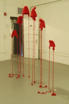 BEA CAMACHO Bea Camacho, Textile Fiber Art, Art Installation, Paint Art, Sculpture Installation, Art Textile, Red Hats, Fine Arts, Fiber Art