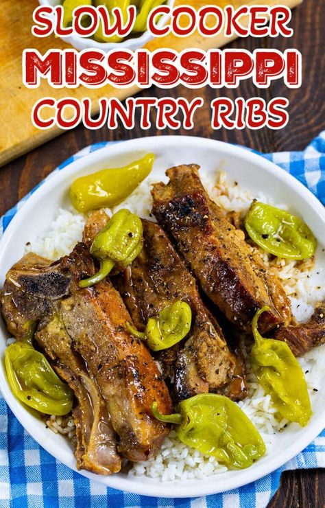 Slow Cooker Mississippi Country Ribs Mississippi Crockpot Country Ribs, Mississippi Ribs Crock Pot, Mississippi Country Style Ribs, Pork Shoulder Country Style Ribs Recipes Crock Pot, Country Ribs Crock Pot, Boneless Ribs Crockpot, Country Style Pork Ribs Crock Pot, Mississippi Recipes, Firehouse Recipes