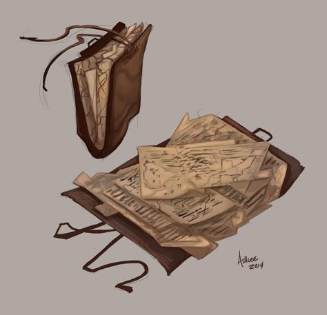 Gale's Journal by GreekCeltic Thieves Tools Dnd, Fantasy Props Art, Fantasy Bag Concept Art, Fantasy Items Concept, Alchemist Character Design, Fantasy Items Art, Fantasy Apocalypse, Dnd Moodboard, Goblin Cosplay