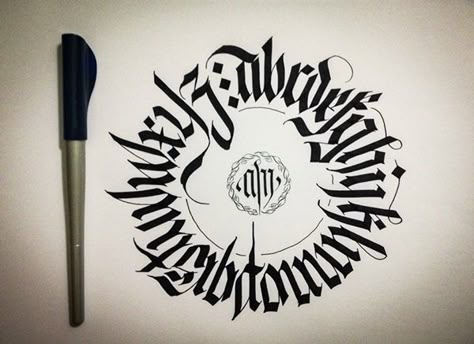 CALLIGRAPHY FRAKTUR • CIRCULAR ALPHABET on Behance Fraktur Calligraphy, Calligraphy A, Graffiti Lettering Alphabet, Lettering Styles Alphabet, Gothic Lettering, Chicano Lettering, Tattoo Lettering Styles, Blackletter Font, Alphabet Font