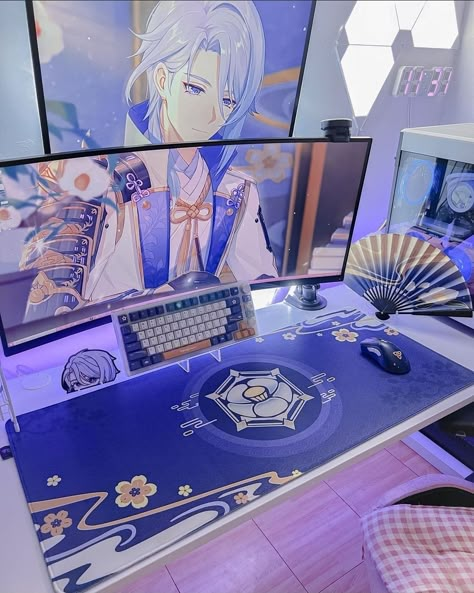 Games Room Inspiration, Kawaii Room Ideas, Gamer Setup, Computer Desk Setup, Otaku Room, Gamer Room Decor, Video Game Room Design, Bedroom Setup, Anime Room