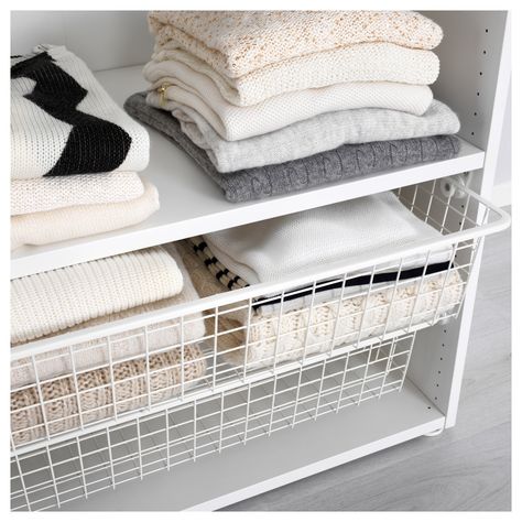 PLATSA Kleiderschrank weiß, Fonnes weiß Powder Coating Wheels, Basket Drawers, Wardrobe Systems, Ikea Ireland, Clothes Rail, Ikea Family, Wire Baskets, Wire Mesh, Plastic Laundry Basket