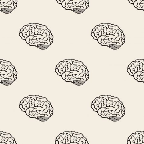 Seamless monochrome hand drawn brain pat... | Premium Vector #Freepik #vector #background #pattern #abstract-background #frame Cartoon Brain Tattoo, Aesthetic Brain Wallpaper, Brain Pattern Illustration, Brain Background Wallpaper, Psychology Background Wallpaper, Brain Wallpaper Aesthetic, Brain Background, Psychology Background, Aesthetic Brain