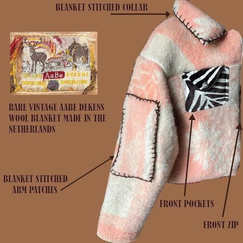 Few more features listed on the Winnie jacket. This one is my personal favourite as it has been upcycled from a beautiful AeBe vintage blanket. *Possibly the heaviest jacket I have ever sewn, also shocked it made it through the overlocker without snapping a needle. Excited to share my new website look this weekend 🫶🏻 Diy Blanket, Blanket Jacket, Blanket Coat, Heavy Jacket, Blanket Diy, Vintage Blanket, Blanket Stitch, Jacket Pattern, New Website