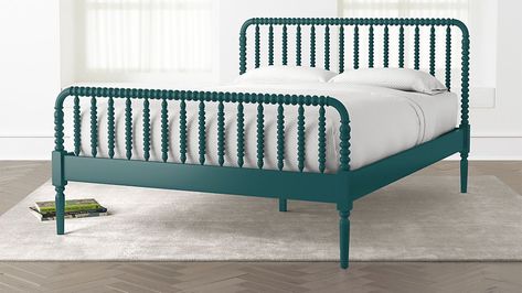 Jenny Lind Peacock Queen Bed + Reviews | Crate and Barrel Teal Bed, Gray Twin Bed, Jenny Lind Bed, Peacock Bedding, Black Queen Bed, Bed Crate, White Queen Bed, Teal Bedding, Jenny Lind