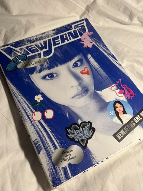 New Jeans Album Blue Book, Newjeans Omg Album Aesthetic, Newjeans Album Omg, Kpop Album Newjeans, Newjeans Album Unboxing, K Pop Albums Collection, Newjeans Blue Book, K Pop Album Aesthetic, Newjeans Album Aesthetic