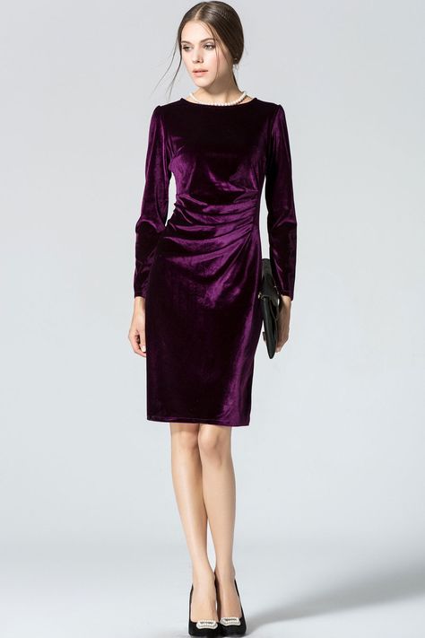 Womens Velvet Dresses, Thanksgiving Weekend, Weekend Wedding, Velvet Clothes, Christmas Party Dress, Velvet Fashion, Purple Velvet, Dresses Uk, Elegant Outfit