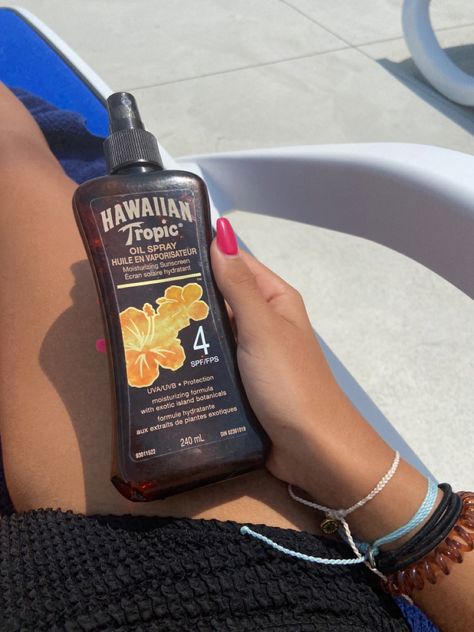 Tanning Oil Aesthetic, Hawaiian Tanning Oil, Sun Tanning Aesthetic, Hawaiian Tropic Tanning Oil, Camp Counselor Aesthetic, Best Tanning Oil, Tanning Aesthetic, July Aesthetic, Safe Tanning