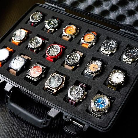 DIY-Pelican-Watch-Case-Gear-Patrol-Lead-Full Futuristic Watches, Diy Watch, Pelican Case, Mens Invicta Watches, Object Design, Watch Storage, Dream Watches, Designer Watches, Invicta Watches