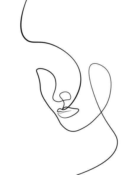 Single Line Drawing Face, Line Drawing Face Tattoo, Line Art Drawings Face, Single Line Face, Line Tattoo Design, Line Face Drawing, Girl Tattoo Design, Minimal Line Drawing, Line Animation