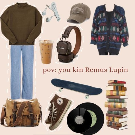 Antihero Aesthetic Outfit, Moony Outfits, Remus Lupin Outfit Aesthetic, Lupin Outfit, Remus Kinnie, Boyfriend Aesthetics, Remus Lupin Outfit, Goblin Aesthetic, Hogwarts Outfits