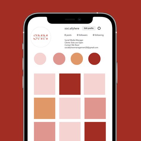 Made a mockup for my own brand! I think I really like my color scheme. A solid color pallet is the most important thing to keeping a tidy and eye catching look to you own account. Color Scheme Instagram Feed, Instagram Feed Design, My Color, Media Management, Social Media Management, Color Pallets, Social Media Manager, Color Scheme, Instagram Feed