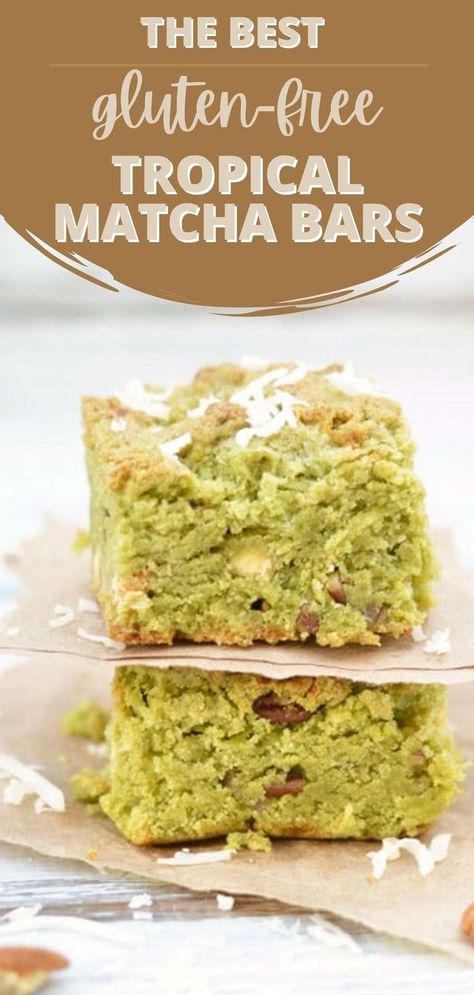 Matcha Bars, Cake Bars Recipe, Matcha Coconut, Matcha Cookies, Matcha Cake, Easy Gluten Free Recipes, Gluten Free Dessert, Gluten Free Meals, Allergy Friendly Recipes