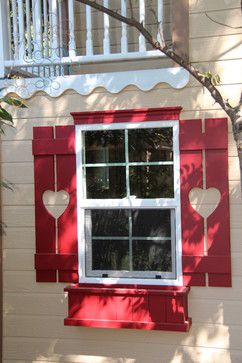 cute shutters Diy Shudders Exterior Shutters, Cottage Window Shutters, Cute Shutters, Heart Shutters, Shutters Design, Yellow House Exterior, Cottage Shutters, Wood Cabins, Playhouse Kids