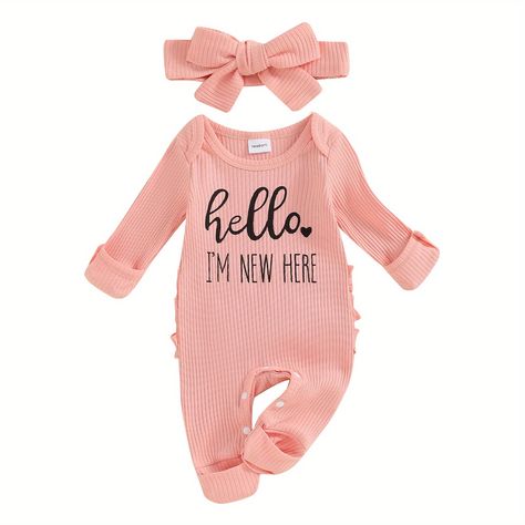 Faster shipping. Better service Newborn Hospital Outfit Girl, Preemie Baby Girl, Baby Girl Clothes Newborn, Romper Fall, Preemie Clothes, Newborn Girl Outfits, Knit Jumpsuit