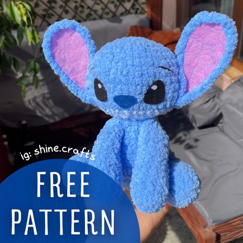 Blue Alien Stitch free crochet PDF PATTERN - Shine Crafts's Ko-fi Shop Crochet Cookie Monster Free Pattern, Sully Crochet Pattern Free, Crochet Blue Amigurumi, Crochet Stitch Plush, Sonic Crochet Pattern Free, Free Stitch Crochet Pattern, Blue Crochet Pattern Free, Bluey Crochet Free Patterns, Crochet Alien Pattern Free