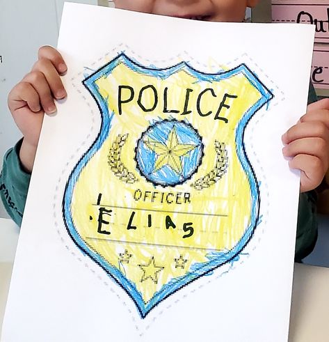 Police Man Crafts For Preschool, Police Officer Anchor Chart, Police Man Craft Preschool, Police Officer Kindergarten Activities, Police Badge Craft Preschool, Police Arts And Crafts For Kids, Police Art Preschool, Police Craft Preschool, Police Man Craft