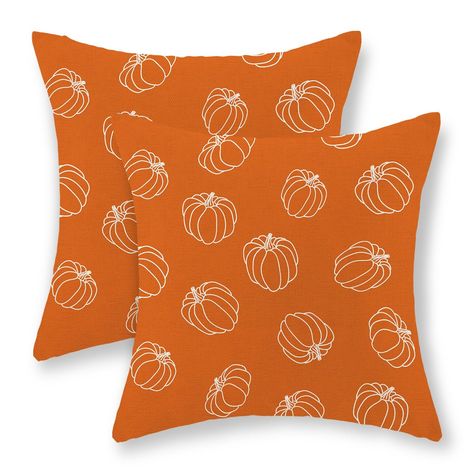 AEIOAE Fall Pillow Covers 20x20 Inch Set of 2,Burnt Orange White Pumpkin Throw Pillows Case,Autumn Outdoor Decorative Square Linen Farmhouse Harvest Decor Cushion Covers for Home Sofa Bed Couch | Michaels Harvest Pillows, Fall Linen, Sofa Bed Couch, Harvest Decor, Fall Pillow, Fall Throw Pillows, Fall Pillow Cover, Bed Couch, Home Sofa