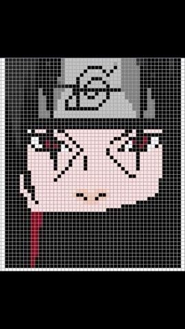 Pixel Art Templates Anime, Itachi Pixel Art, Naruto Cross Stitch, Modele Pixel Art, Perler Creations, Easy Pixel Art, Pixel Art Templates, Uchiha Itachi, Pixel Crochet