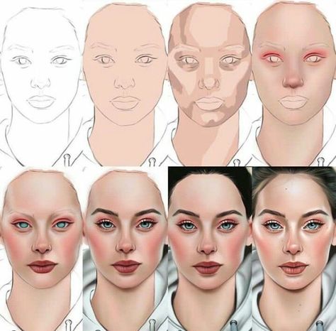 Digital Portrait Tutorial Step By Step, Digital Drawing Exercises For Beginners, Digital Drawing Step By Step, Portrait Painting Step By Step, Semi Realism Portrait, Skin Reference, Portrait Step By Step, Portrait Tutorial, Cartoon Artist