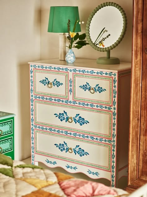 Bedroom Furniture, Chairs & Storage | Oliver Bonas Hand Painted Dressers, Painted Cupboards, Painted Drawers, Painted Chest, Painted Dresser, Wood Chest, Furniture Trends, Furniture Renovation, Oliver Bonas