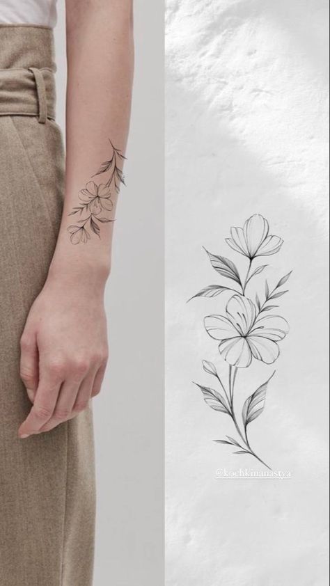 Fine Line Azalea Tattoo, Fineline Flower Tattoo Design, Tatoos Woman Chest, Flower Branch Tattoo, Fineline Floral Tattoo, Minimal Flower Tattoo, Fineline Flower Tattoo, Wrap Around Wrist Tattoos, Tattoo Artist Tattoo