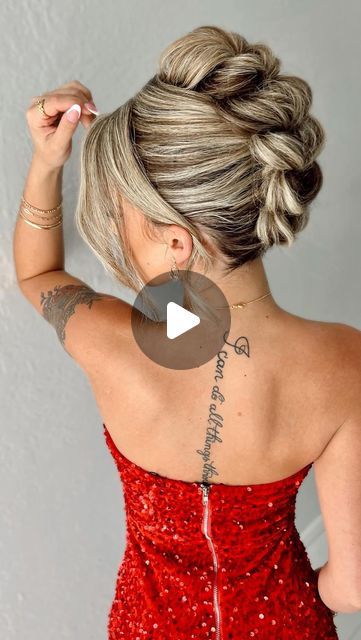 Wedding Hair Updo Long Hair, Updos Long Hair Easy, Summer Hairstyles For Wedding Guest, Simple Updo With Braid, Funky Updos For Long Hair, Dramatic Updo Hairstyles, Easy Diy Updos For Medium Hair Wedding, Voluminous Updo Wedding, Braid Mohawk Updo