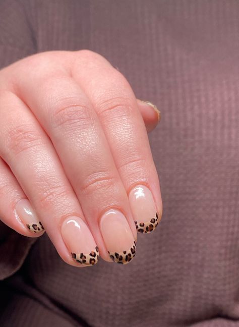 #nails #nailideas #shortnails #cheetahnails #frenchtip #funnails #gelnails How To Make Leopard Print Nails, Gel Leopard Nails Art Designs, Leopard Print Short Nails, Cheetah Short Nails, Leopard Short Nails, Short Nails Leopard, Short Leopard Print Nails, Cheetah Nails French Tip, Short Cheetah Print Nails