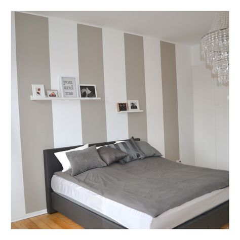 PaintedStriped wallgrey and whitebedroom ideas Stripped Walls Ideas, Stripe Wall Paint Ideas, Grey And White Striped Wall, Stripes Wall Paint, Grey Textured Wall, Striped Walls Bedroom, Grey And White Bedroom Ideas, Grey And White Bedroom, Beautiful Bedroom Colors