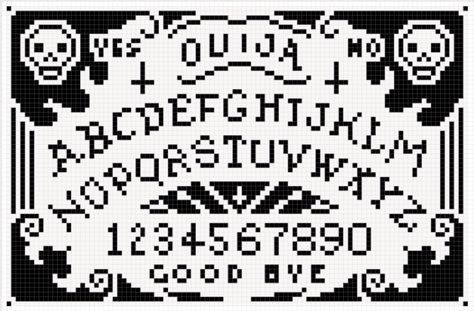 gridded version of this ouiji board sprite for corss stitch chart Wiccan Crochet, Stitch Halloween, Subversive Cross Stitch, Halloween Cross Stitches, Ouija Board, Pixel Art Pattern, Perler Patterns, Hell Yeah, Perler Bead Patterns