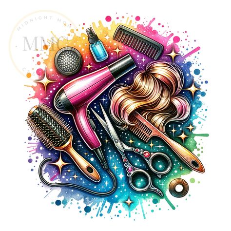 Hairdresser Clip Art, Hair Dresser Sublimation, Cosmetology Clip Art, Hairdresser Painting, Hairdresser Humor, Barber Art, Hairdresser Quotes, Hair Dye Brush, Hair Clipart