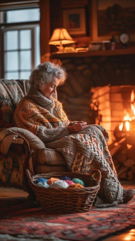 Cozy evening read: An elderly person sits in a comfy chair by the fire, reading peacefully in a warm room. #cozy #reading #fireplace #elderly #armchair #tranquility #home #warmth #aiart #aiphoto #stockcake https://ayr.app/l/K7VM Chair By The Fireplace, Reading Fireplace, Grandma Knitting, Set Decoration, Room Cozy, Cozy Evening, Elderly People, Person Sitting, Business Magazine