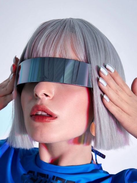 Space Fashion Futuristic, Futuristic Photoshoot, High Tech Fashion, Futuristic Glasses, Futurism Fashion, Futuristic Sunglasses, Dystopian Fashion, Hexagon Sunglasses, Space Fashion