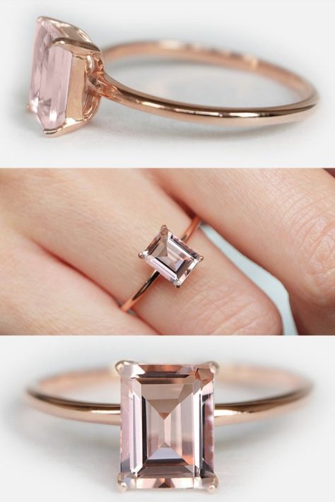 Engagement Ring Details 14k Solid Rose Gold (Also available in White and Yellow Gold, Please select at checkout) 1.5mm (Approximate Band Width) Natural Morganite (Center Stone) Baguette 8X6mm (Center Stone Dimensions) 1.70 Carats (Average Center Stone Weight) Ring can be resized from 3-10, Metal can be made in 14, 18K/ White, Yellow and Rose Gold. For custom order this ring with a different stone, please contact us. Rectangle Morganite Engagement Ring, Soft Pink Morganite Engagement Ring, Morganite Rose Gold Engagement Ring, Morganite Rings, Pink Gold Ring, Pink Gold Rings, Morganite Engagement Ring Rose Gold, Pretty Engagement Rings, Pink Morganite Engagement Ring