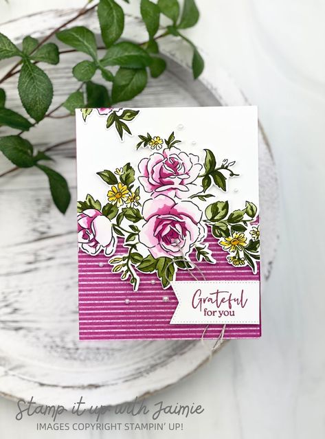 Stampin' Up! Layers of Beauty Grateful Card Layers Of Beauty Su, Stampin Up Layers Of Beauty Cards, Flowers Of Beauty Stampin Up Cards, Stampin Up Layers Of Beauty, Layers Of Beauty Stampin Up Cards, Decorative Masks, Stampin Up Birthday Cards, Baby Shower Labels, Handmade Thank You Cards