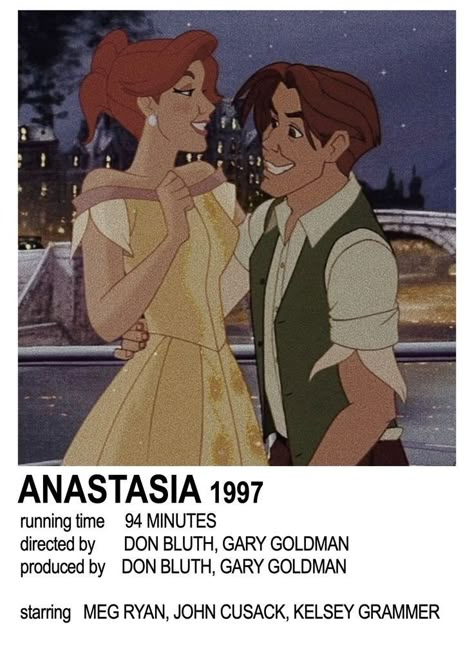 Anastasia (1997) Anastacia Disney, Anastasia 1997, Old Disney Movies, Animated Movie Posters, Movies To Watch Teenagers, Movie Card, Iconic Movie Posters, Girly Movies, Film Posters Minimalist