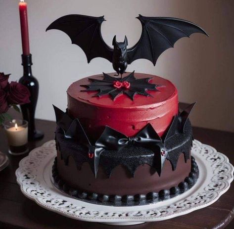 Victorian Goth Birthday Party, Dracula Cake Ideas, Gothic Desserts, Vampire Birthday Cake, Gothic Drinks, Vampire Cake, Goth Cake, Gothic Birthday Cakes, Goth Cakes