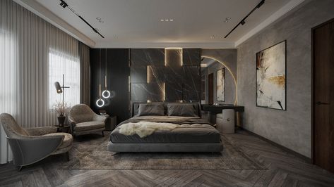 MASTER BEDROOM on Behance Urban Apartment, Mens Bedroom, Spacious Living Room, Luxurious Bedrooms, Bedroom Apartment, Modern Bedroom, Modern Luxury, Bedroom Interior, Room Inspiration