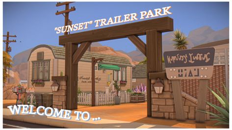 “Sunset” Trailer Park - lot & families Trailer Park Layout, Sims Trailer Park, Bloxburg Trailer Park, Bloxburg Trailer House, Sims 4 Trailer Park, Bloxburg Trailer, Ts4 Lots, Ts4 Builds, Small Community