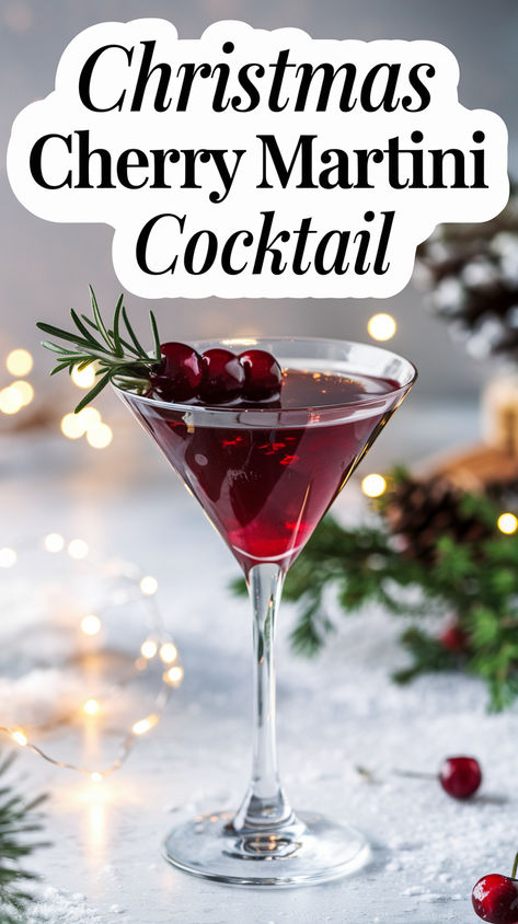 "Celebrate the festive season with a delightful Christmas Cherry Martini  Cocktail! This vibrant Cherry Martini Recipe combines the rich flavors of  cherry brandy and vodka, creating a perfect blend for holiday gatherings.  Impress your guests with this easy-to-make cocktail that’s a twist on  classic martini recipes. Ideal for those who love brandy cocktails and  refreshing lemon drop drinks, this red martini will add a splash of color  to your celebrations.!" Cherry Christmas Cocktail, Cherry Brandy Cocktails, Vodka Cocktails Christmas, Big Batch Holiday Cocktails, Recipes With Brandy, Classic Martini Recipes, Holiday Martini Recipes, Cherry Martini Recipe, Vodka Christmas Cocktails