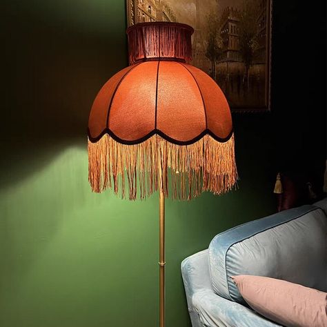 Smarter Shopping, Better Living! Aliexpress.com Fringed Lampshade, Fringe Lamp, Velvet Lampshade, Tassels Handmade, Velvet Fringe, Orange Home, Lamp Retro, Lamp Floor, Orange House