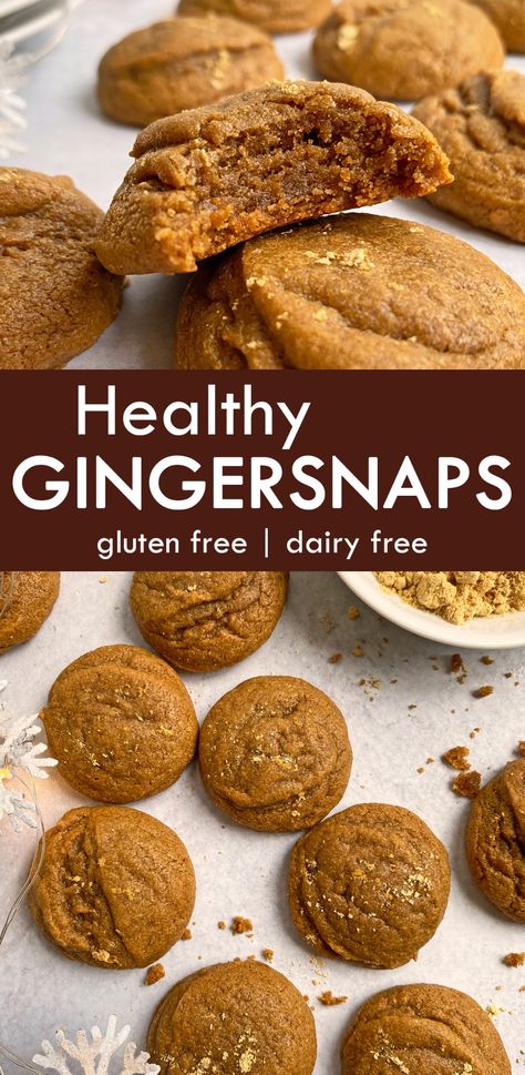 These soft and chewy gingersnap cookies are gluten free, vegan and paleo friendly. They're made with tahini and cassava flour, sweetened with maple syrup and flavored with molasses, cinnamon and ginger. The perfect paleo vegan Christmas cookie! #gingersnaps #gingercookies #paleorecipes #paleodiet #vegandesserts #christmascookies Cassava Flour Cookies, Paleo Cookies Easy, Chewy Gingersnap Cookies, Gingersnap Cookie Recipe, Paleo Sugar Cookies, Gingersnap Cookies Chewy, Ginger Snap Cookies Recipe, Ginger Snaps Recipe, Molasses Recipes