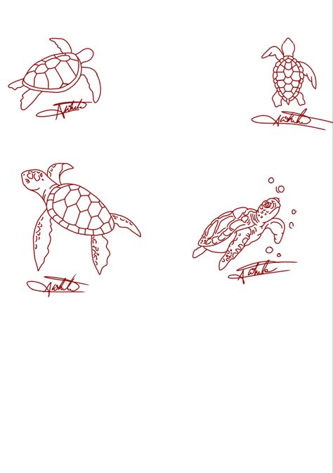 Red Turtle Tattoo, Sea Turtle Tattoo Simple, Fine Line Turtle Tattoo, Turtle Outline, Brown Tattoo Ink, Drawing Outlines, Sea Turtle Tattoo, Turtle Tattoo Designs, Turtle Drawing