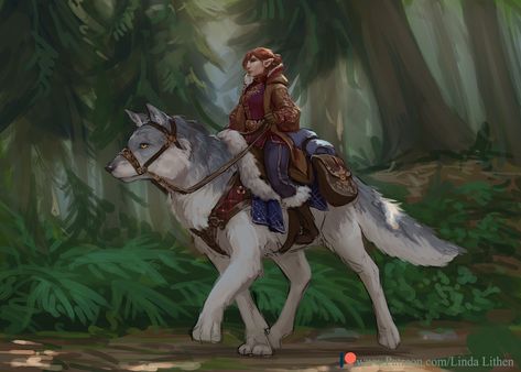 Wolf Rider, Mythical Creatures Fantasy, Warrior Cats Art, Canine Art, D&d Dungeons And Dragons, Fantasy Creatures Art, Mythical Creatures Art, Animal Sketches, Wolf Art