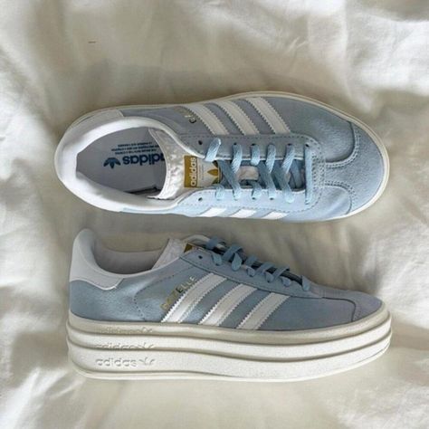 Adidas Women Gazelle Bold Low Clear Sky Blue Adidas Gazelle Blue, Blue Adidas Shoes, Adidas Gazelle Women, Light Blue Shoes, Pretty Sneakers, Gazelle Bold, Adidas Sneakers Women, Adidas Shoes Women, Cute Sneakers