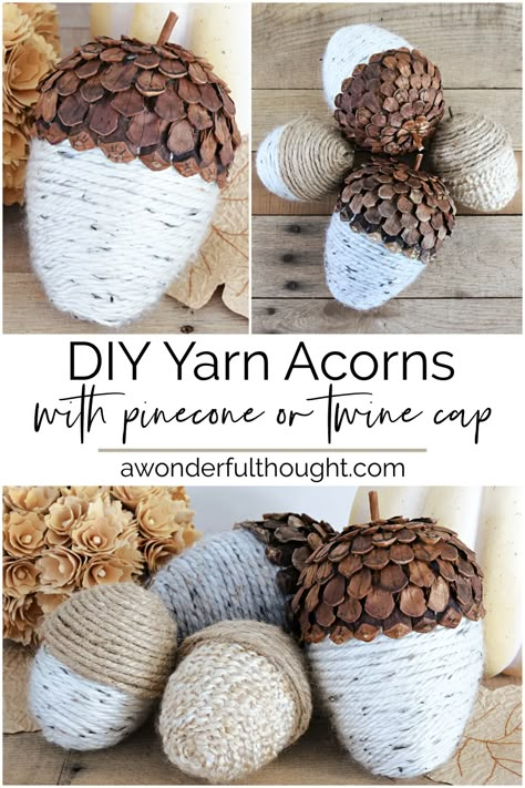 Acorn Craft: large acorns for decorating - A Wonderful Thought Fall Outdoor Crafts, Elegant Crafts Ideas, Fall Trends 2023 Home, Repurposed Fall Decor, Acorns Crafts, Fall Decor Boho, Acorn Craft, Boho Fall Decor, Best Diy Projects