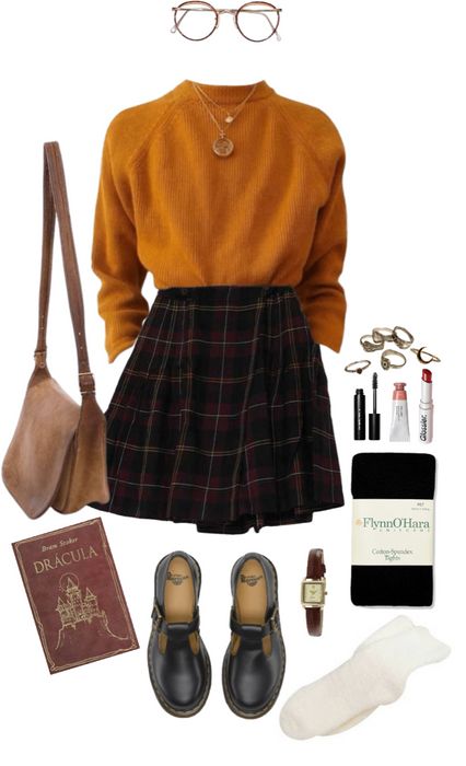 Hufflepuff Outfit, Dark Academia Outfits, Thanksgiving Outfit Ideas, Academia Outfits, Orange Outfit, Neue Outfits, Thanksgiving Outfit, Really Cute Outfits, Autumn Outfit